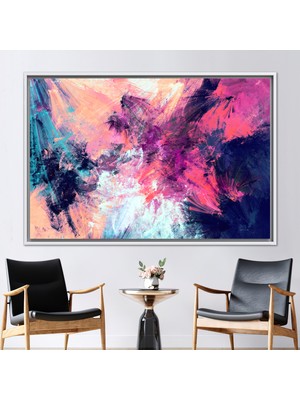 Kayra Export 1 Parça Beyaz Çerçeveli Kanvas Tablo Renkli Kanvas Pembe Sanat Eseri