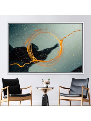 Kayra Export 1 Parça Beyaz Çerçeveli Kanvas Tablo Sarı Kanvas Modern Sanat Eseri