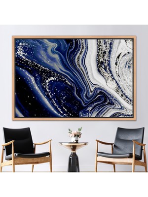 Kayra Export 1 Parça Naturel Çerçeveli Kanvas Tablo Abartılı Mermer Kanvas Poster Işıltılı Kanvas Baskı