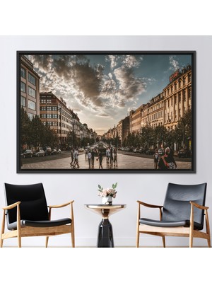 Kayra Export 1 Parça Siyah Çerçeveli Kanvas Tablo Prag Kanvas Poster Görüntüleme Kanvas Şehir Sanat