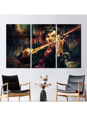 Kayra Export 3 Parçalı Kanvas Tablo Kemancı Kanvas Poster Erkek Kemanlar Kanvas Yağlı Boya Baskısı