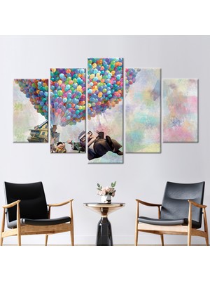 Kayra Export 5 Parçalı Mix Kanvas Tablo Up Film Duvar Dekoru Carl Fredricksen 3 Boyutlu Kanvas Modern Duvar Sü