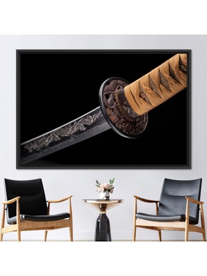 Kayra Export 1 Parça Siyah Çerçeveli Kanvas Tablo Katana Blade Hediye Kanvas Modern Kanvas Dekor