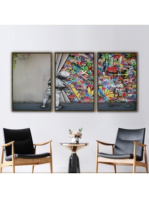 Kayra Export 3 Parçalı Gold Çerçeveli Kanvas Tablo Resim Sanat Eseri Martin Watson 3 Boyutlu Kanvas