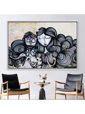 Kayra Export 1 Parça Beyaz Çerçeveli Kanvas Tablo Graffiti Athena Saç Posteri Grafiti Posteri Çift Sanat