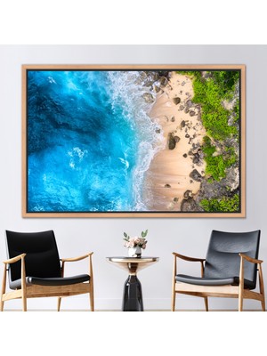 Kayra Export 1 Parça Naturel Çerçeveli Kanvas Tablo Sahil Sanat Eseri Orman Baskılı Orman Duvar Dekoru