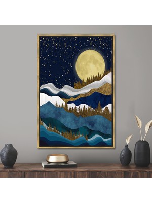 Kayra Export 1 Parça Gold Çerçeveli Kanvas Tablo Manzara Baskılı Doğa Manzarası Kanvas Poster