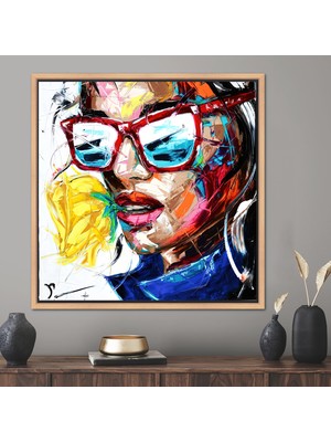 Kayra Export 1 Parça Naturel Çerçeveli Kanvas Tablo Kadın Sokak Kanvas Kadın Portre Kanvas Sanatı