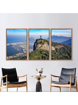 Kayra Export 3 Parçalı Naturel Çerçeveli Kanvas Tablo Görüntüleme Kanvas Manzara Kanvas Baskı