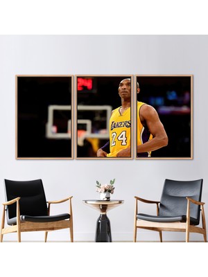 Kayra Export 3 Parçalı Naturel Çerçeveli Kanvas Tablo Kobe Bryant Kanvas Baskı Motivasyon Kanvas Kobe Baskılı