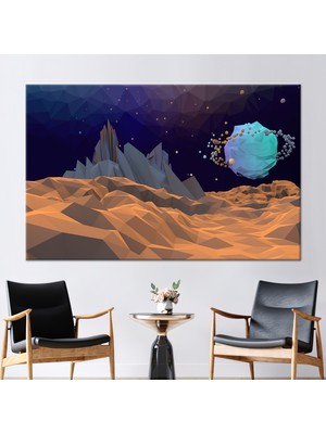 Kayra Export 1 Parça Kanvas Tablo Soyut Uzay Kanvas Soyut Duvar Süsü Düşük Poli Baskılı