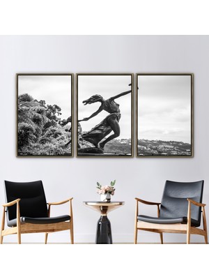 Kayra Export 3 Parçalı Gold Çerçeveli Kanvas Tablo Maderia Duvar Sanatı Kanvas