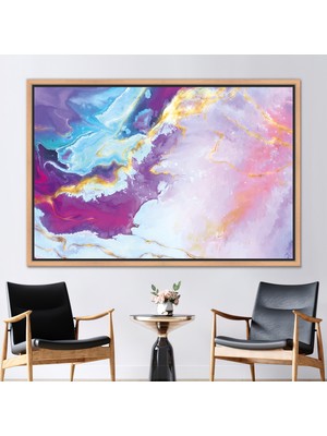 Kayra Export 1 Parça Naturel Çerçeveli Kanvas Tablo Alkol Mürekkebi Baskılı Altın Duvar Süsü