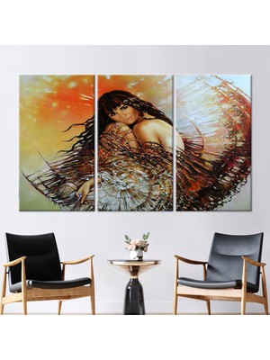 Kayra Export 3 Parçalı Kanvas Tablo Kadın Kanvas Kadın Portre Duvar Dekoru Güzel Kadın Kanvas Poster