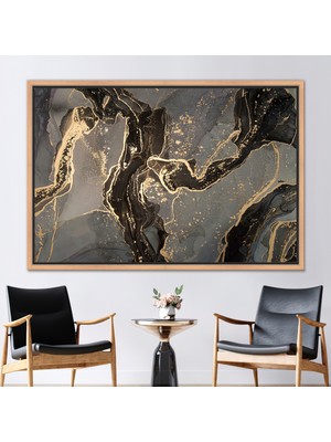 Kayra Export 1 Parça Naturel Çerçeveli Kanvas Tablo Soyut Sanat Eseri Işıltılı Kanvas Dekor