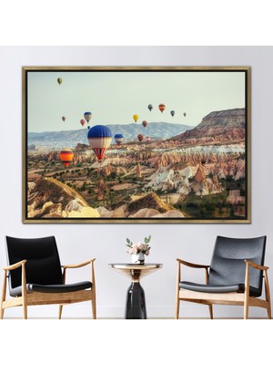 Kayra Export 1 Parça Gold Çerçeveli Kanvas Tablo Manzara Hediye Kanvas Kapadokya Duvar Süsü