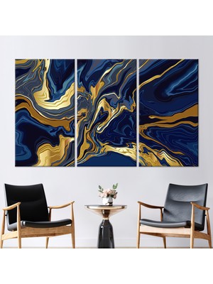 Kayra Export 3 Parçalı Kanvas Tablo Soyut Duvar Süsü Lüks Mermer Kanvas Çağdaş Sanat Modern Mermer Duvar Deko