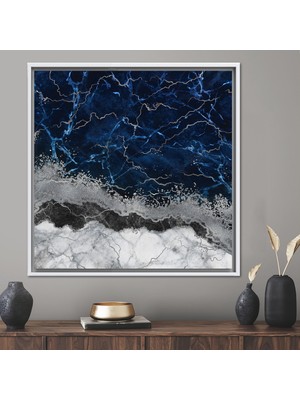 Kayra Export 1 Parça Beyaz Çerçeveli Kanvas Tablo Çağdaş Posteri Mermer Kanvas Sanatı Lüks Mermer Duvar Dekoru