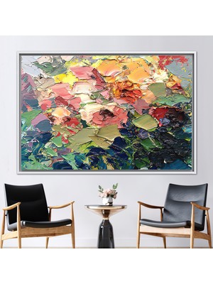 Kayra Export 1 Parça Beyaz Çerçeveli Kanvas Tablo Renkli Posteri Soyut Duvar Dekoru