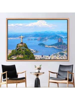 Kayra Export 1 Parça Naturel Çerçeveli Kanvas Tablo Brasil Peyzajı Kanvas Dekor Görüntüleme Kanvas Dekor