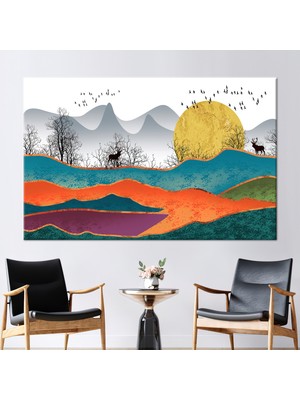 Kayra Export 1 Parça Kanvas Tablo Renkli Soyut Manzara Geyik Kanvas Sanatı Moda Kanvas Dekor