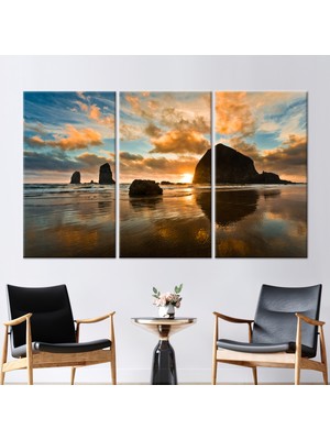 Kayra Export 3 Parçalı Kanvas Tablo Güzel Gökyüzü Duvar Dekoru Güneş Işığı Kanvas Poster