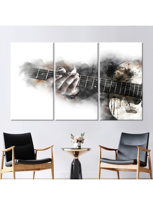Kayra Export 3 Parçalı Kanvas Tablo Soyut Gitar Kanvas Müzik Odası Baskılı Müzik Posteri