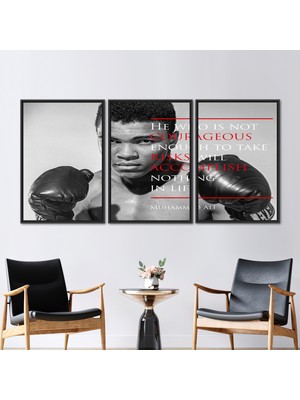 Kayra Export 3 Parçalı Siyah Çerçeveli Kanvas Tablo Spor Salonu Kanvas Dekor Çağdaş Kanvas