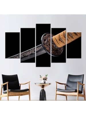 Kayra Export 5 Parçalı Mix Kanvas Tablo Modern Sanat Eseri Blade Süs Sanat Samurai 3 Boyutlu Kanvas