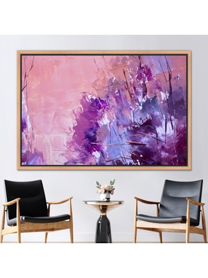 Kayra Export 1 Parça Naturel Çerçeveli Kanvas Tablo Renkli Duvar Süsü Pembe Sanat Eseri Çağdaş 3 Boyutlu Kanva