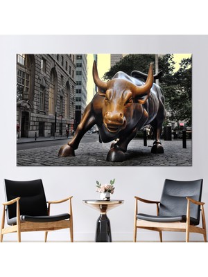Kayra Export 1 Parça Kanvas Tablo Görüntüleme Kanvas Poster Wall Street Bull Baskılı