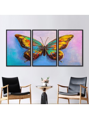 Kayra Export 3 Parçalı Siyah Çerçeveli Kanvas Tablo Hayvan Posteri Yağ Kanvas Poster Modern Kanvas