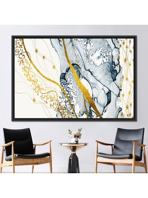 Kayra Export 1 Parça Siyah Çerçeveli Kanvas Tablo Işıltılı Hediye Kanvas Altın Kanvas Dekor