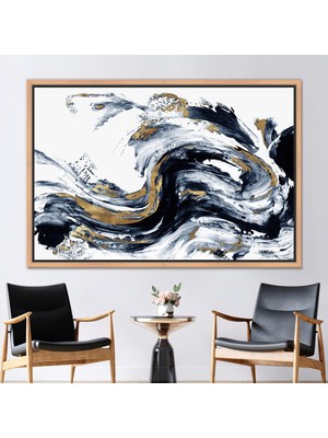 Kayra Export 1 Parça Naturel Çerçeveli Kanvas Tablo Mermer Posteri Işıltılı Sanat Lüks Mermer Duvar Dekoru