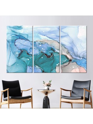 Kayra Export 3 Parçalı Kanvas Tablo Yeşil Duvar Süsü Çağdaş Kanvas Dekor Alkol Mürekkebi Kanvas Sanatı