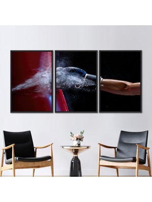 Kayra Export 3 Parçalı Siyah Çerçeveli Kanvas Tablo Devirme Kanvas Boks Kanvas Dekor Spor Kanvas Dekor