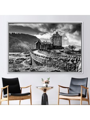 Kayra Export 1 Parça Beyaz Çerçeveli Kanvas Tablo Iskoçya Posteri Iskoç Sanat Eseri Kale Duvar Süsü