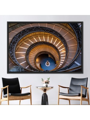 Kayra Export 1 Parça Siyah Çerçeveli Kanvas Tablo Vatikan Müzeleri Merdivenleri Baskılı