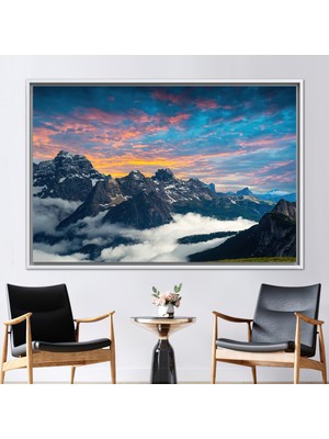 Kayra Export 1 Parça Beyaz Çerçeveli Kanvas Tablo Tre Cime Di Lavaredo Doğa Manzarası Sanat Eseri