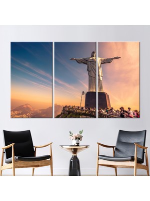 Kayra Export 3 Parçalı Kanvas Tablo Brezilya Manzarası Kanvas Isa Duvar Dekoru Manevi Kanvas Poster