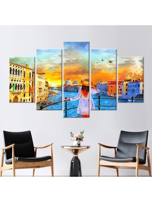 Kayra Export 5 Parçalı Mix Kanvas Tablo Yağlı Boya Baskısı Görüntüleme Baskılı Şehir Kanvas Poster