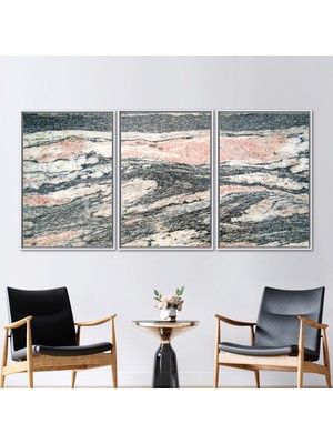 Kayra Export 3 Parçalı Beyaz Çerçeveli Kanvas Tablo Modern Sanat Eseri Alkol Mürekkebi Posteri
