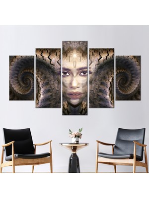 Kayra Export 5 Parçalı Mix Kanvas Tablo Soyut Sanat Eseri Modern Kanvas Sanatı Güzel Kadın Posteri