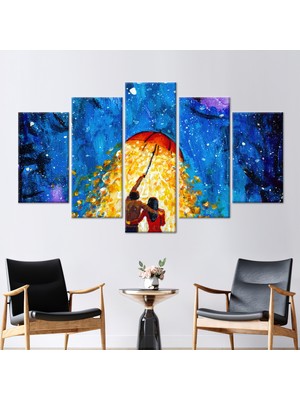 Kayra Export 5 Parçalı Mix Kanvas Tablo Modern Sanat Romantik Çift 3 Boyutlu Kanvas Çift Hediye Posteri