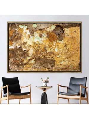 Kayra Export 1 Parça Gold Çerçeveli Kanvas Tablo Loft Duvar Dekoru Sarı Alçı Kanvas Baskı