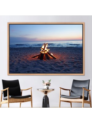 Kayra Export 1 Parça Naturel Çerçeveli Kanvas Tablo Deniz Manzarası Hediye Kanvas Huzur Kanvas