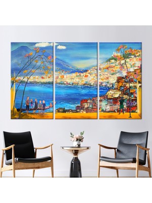 Kayra Export 3 Parçalı Kanvas Tablo Ünlü Italyan Manzarası Resmi Görüntüleme Sanat Eseri