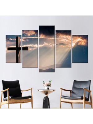 Kayra Export 5 Parçalı Mix Kanvas Tablo Umut Sanat Kutsal Affetme Kanvas Haç Kanvas Poster