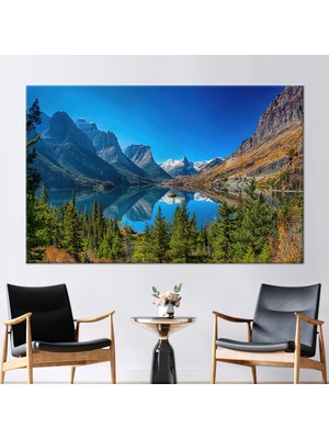 Kayra Export 1 Parça Kanvas Tablo Saint Mary Lake ve Wild Goose Adası Montana Kanvas