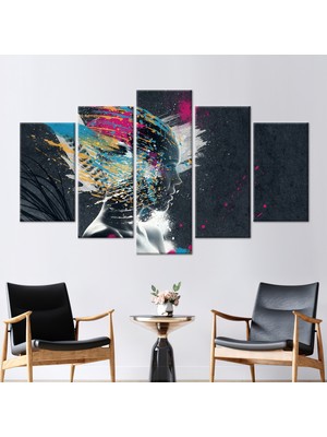 Kayra Export 5 Parçalı Mix Kanvas Tablo Modern Kanvas Sanatı Renkli Kadın Kanvas Modern Soyut Duvar Dekoru